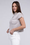 Mock Neck Short Sleeve Cropped Sweater ZENANA