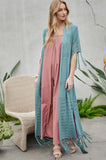 Solid Long Cardigan With Fringe Davi & Dani