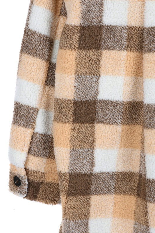 Plaid sherpa jacket with pockets Lilou