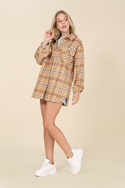 Plaid shacket with pockets Lilou