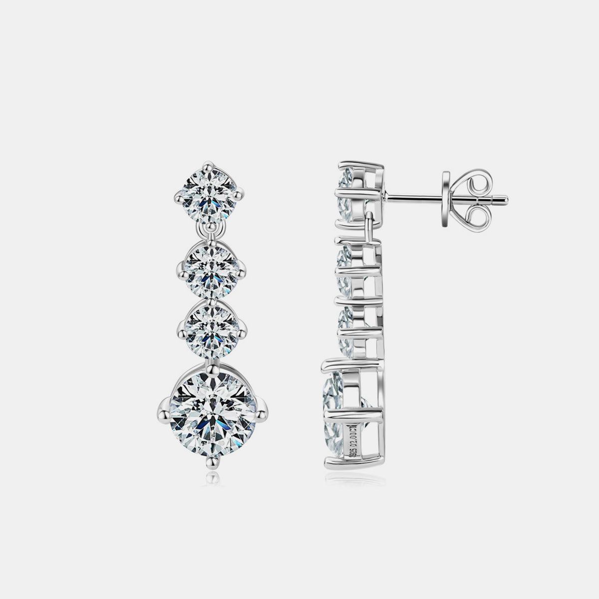 4 Carat Moissanite 925 Sterling Silver Earrings - Rosa Apparel