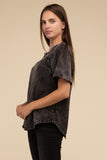 Back Patch Crinkle Washed Raglan Sleeve T-Shirt ZENANA