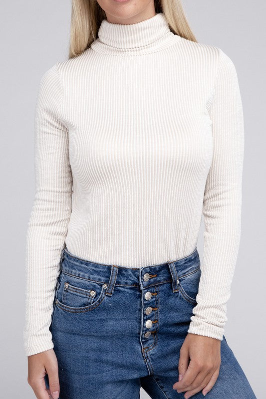 Ribbed Turtle Neck Long Sleeve Top ZENANA