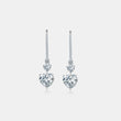 5.44 Carat 925 Sterling Silver Moissanite Heart Drop Earrings - Rosa Apparel