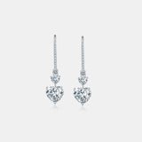 5.44 Carat 925 Sterling Silver Moissanite Heart Drop Earrings - Rosa Apparel