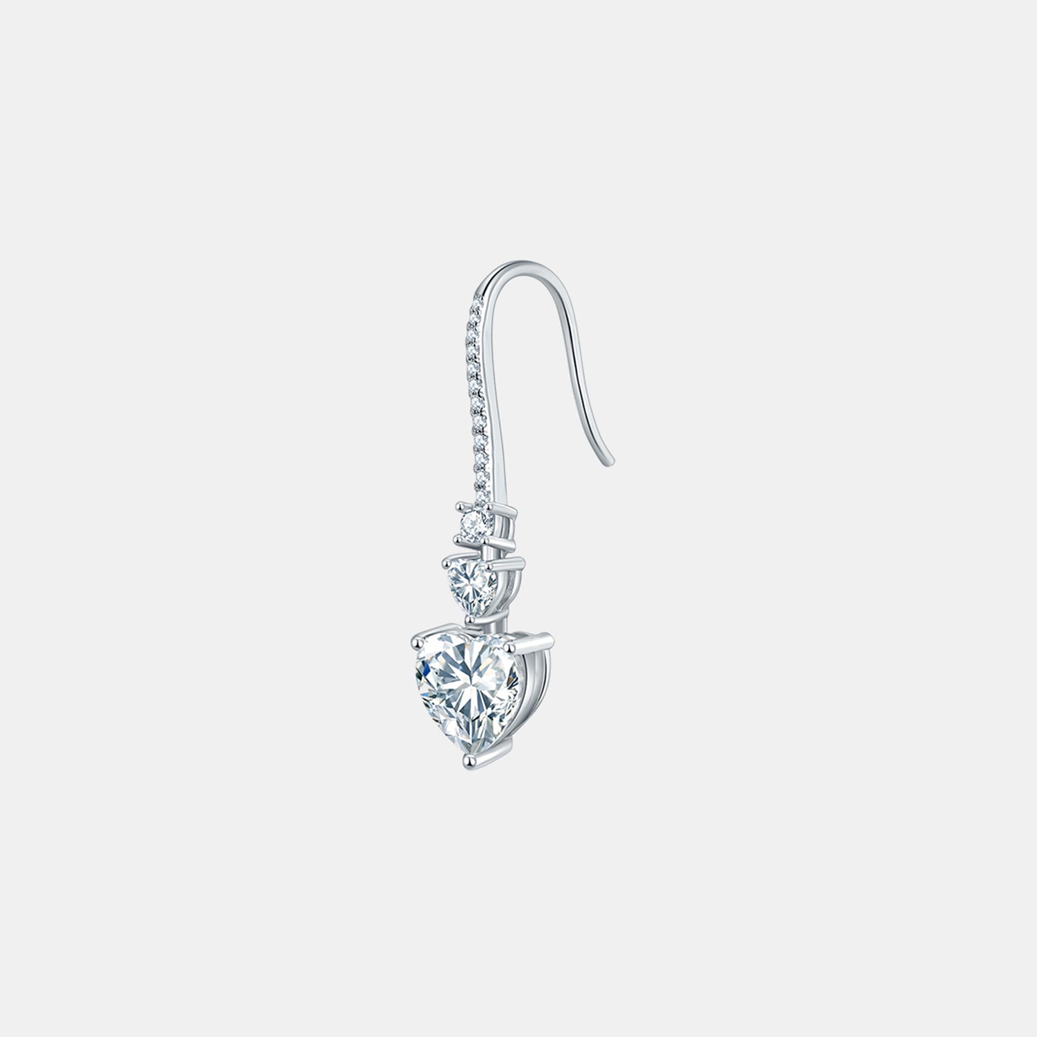 5.44 Carat 925 Sterling Silver Moissanite Heart Drop Earrings - Rosa Apparel