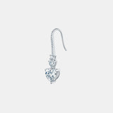 5.44 Carat 925 Sterling Silver Moissanite Heart Drop Earrings - Rosa Apparel