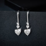 5.44 Carat 925 Sterling Silver Moissanite Heart Drop Earrings - Rosa Apparel