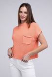 Mock Neck Short Sleeve Cropped Sweater ZENANA