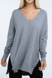 Hi-Low Hem Front Seam Sweater ZENANA