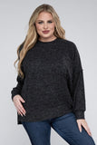 Plus Brushed Melange Drop Shoulder Sweater ZENANA