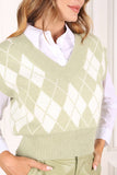 Knitted argyle sweater vest Lilou