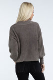 Washed Collared Henley Sweater ZENANA