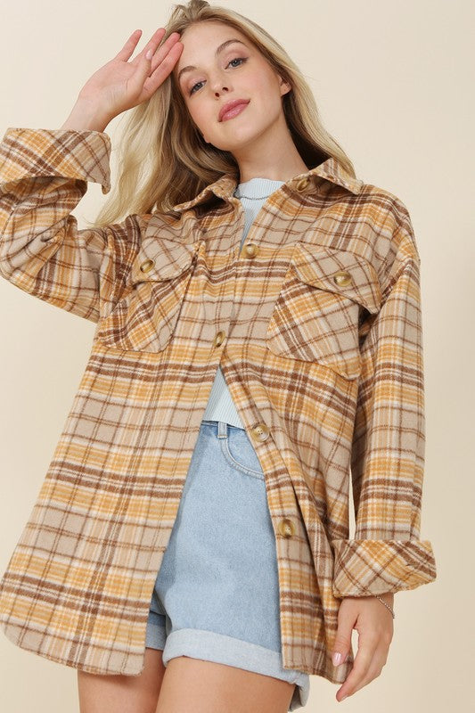 Plaid shacket with pockets Lilou