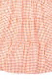 Lilou Gingham Checked Tiered Puff 3/4 Sleeves V-Neck Mini Dress