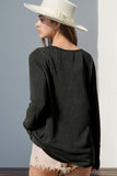 Double Take Full Size Notched Thumbhole Long Sleeve T-Shirt Trendsi