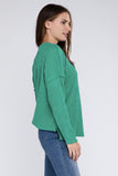 Ribbed Brushed Melange Hacci Sweater with a Pocket ZENANA