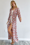 Printed Long Sleeve Loose Kimono Davi & Dani