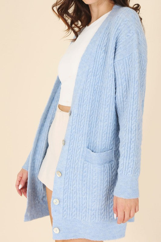 Wool blended cable knitted cardigan Lilou