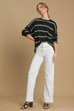 Umgee Wool Blend Striped Round Neck Sweater Trendsi