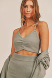 MABLE 3 Pieces Sweater Set with Crop Cami, Mini Skirt, Cardigan Trendsi