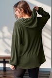 Double Take Full Size Half Button Long Sleeve Hoodie Trendsi