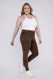 Plus Mineral Washed Wide Waistband Yoga Leggings ZENANA