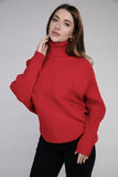 Viscose Dolman Sleeve Turtleneck Sweater ZENANA