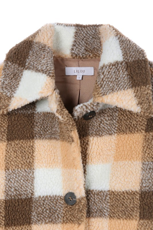 Plaid sherpa jacket with pockets Lilou