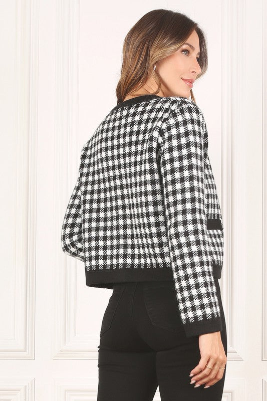 Black check knitted jacket Lilou