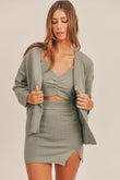 MABLE 3 Pieces Sweater Set with Crop Cami, Mini Skirt, Cardigan Trendsi