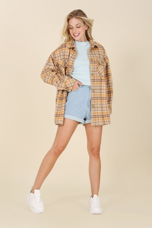 Plaid shacket with pockets Lilou