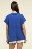 Zenana Brushed Waffle Exposed-Seam Short Sleeve Top