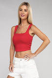 Zenana Cotton Square Neck Cropped Cami Top ZENANA