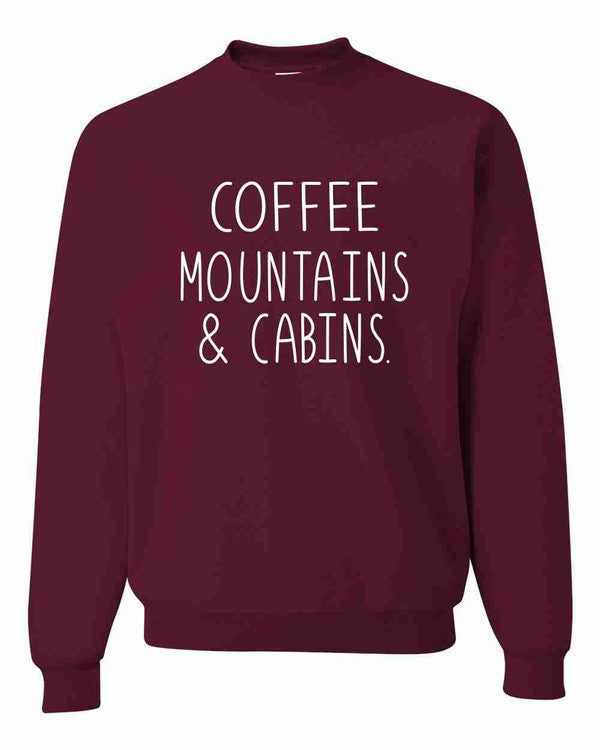 Coffee Mountains & Cabins Crew Neck Ocean and 7th