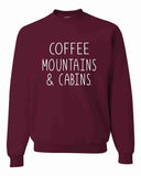 Coffee Mountains & Cabins Crew Neck Ocean and 7th