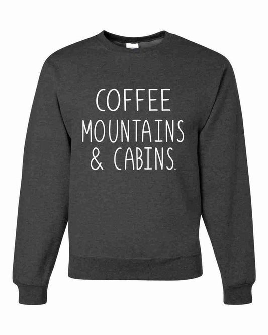 Coffee Mountains & Cabins Crew Neck Ocean and 7th