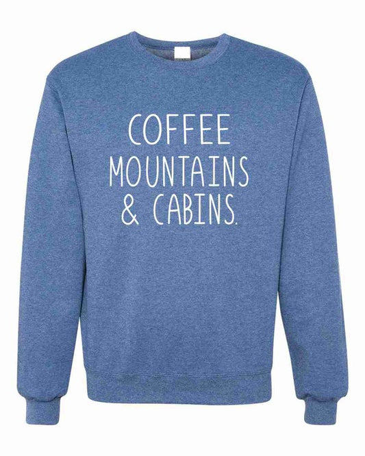 Coffee Mountains & Cabins Crew Neck Ocean and 7th