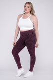 Plus Mineral Washed Wide Waistband Yoga Leggings ZENANA