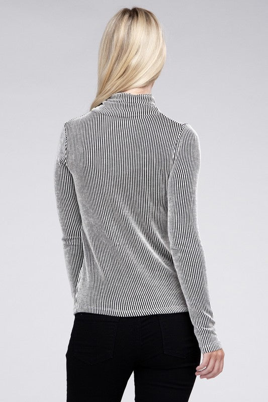 Ribbed Turtle Neck Long Sleeve Top ZENANA