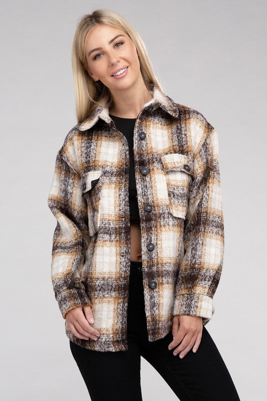 Cozy Plaid Flannel Shacket Ambiance Apparel