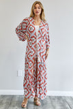 Printed Long Sleeve Loose Kimono Davi & Dani