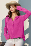 Double Take Full Size Notched Thumbhole Long Sleeve T-Shirt Trendsi