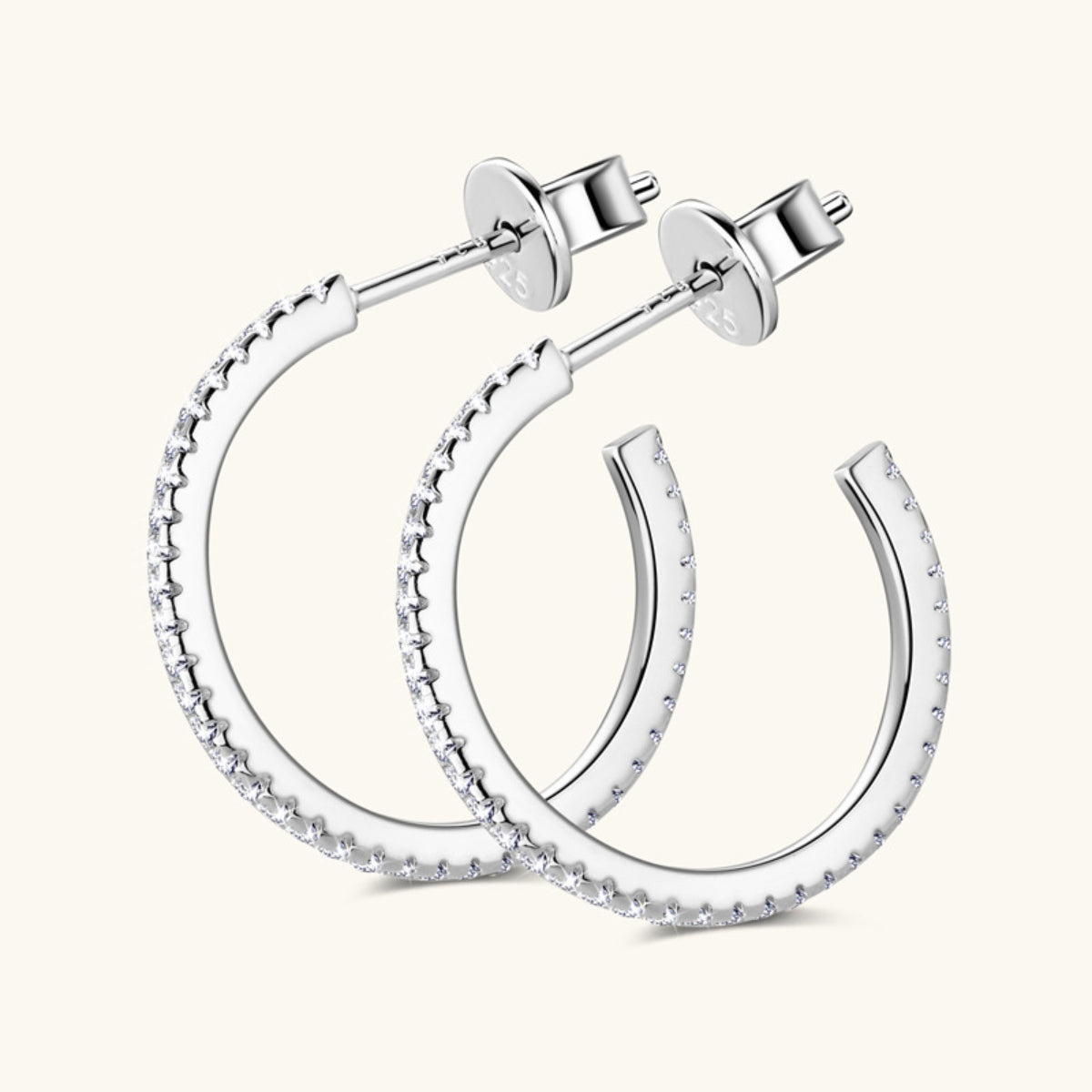 Inlaid Moissanite 925 Sterling Silver C-Hoop Earrings - Rosa Apparel