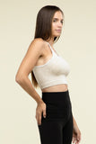 Zenana Washed Ribbed Seamless Cropped Cami Top