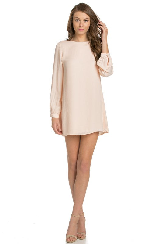 long sleeve shift dress coral O2 Denim