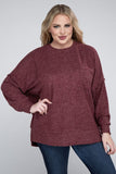 Plus Brushed Melange Drop Shoulder Sweater ZENANA