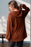 Double Take Full Size Half Button Long Sleeve Hoodie Trendsi