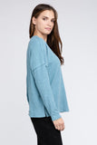 Ribbed Brushed Melange Hacci Sweater with a Pocket ZENANA