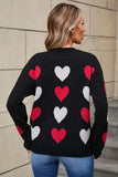 Angel Wings Heart Round Neck Long Sleeve Sweater Trendsi